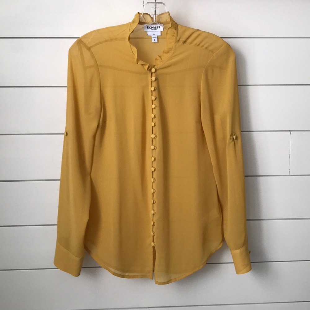 S Express Mustard Yellow Slim Portofino Shirt